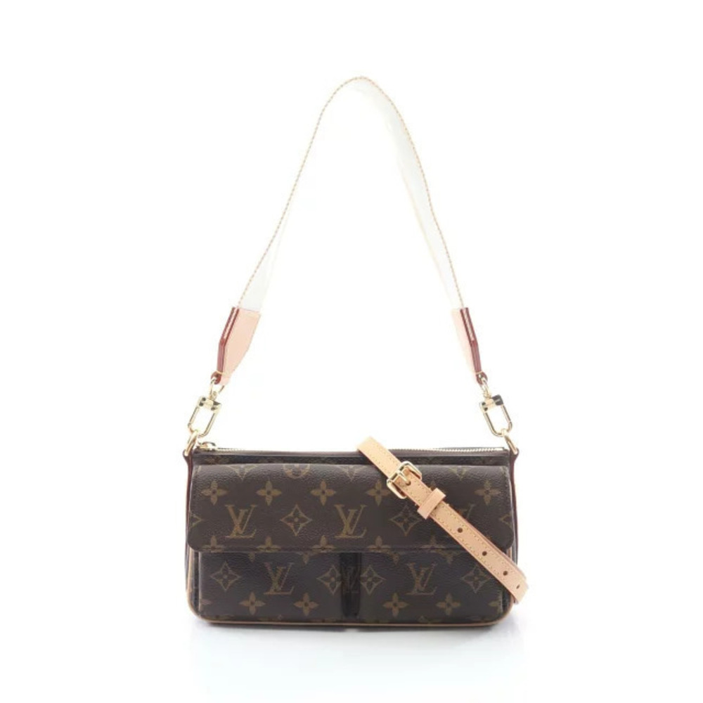 Louis Vuitton Vivacite Monogram Shoulder Bag Canvas Leather Brown